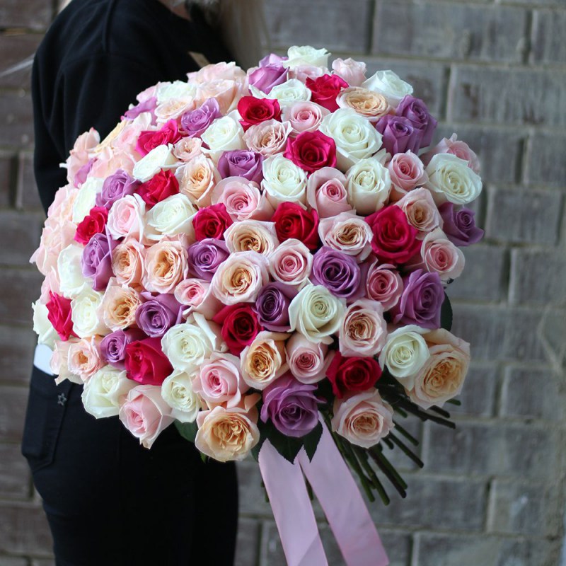 Большой букет из 101 розы микс